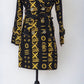 African Print Trench Coat - Black & Gold