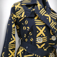 African Print Trench Coat - Black & Gold