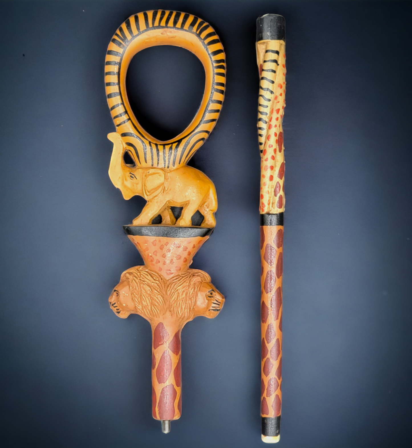 HANDCRAFTED AFRICAN WOOD CANE - THE REIGN
